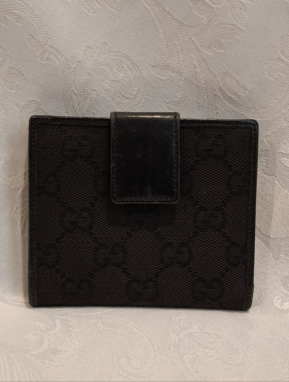 Gucci Black Monogram Canvas Signature Compact Wallet